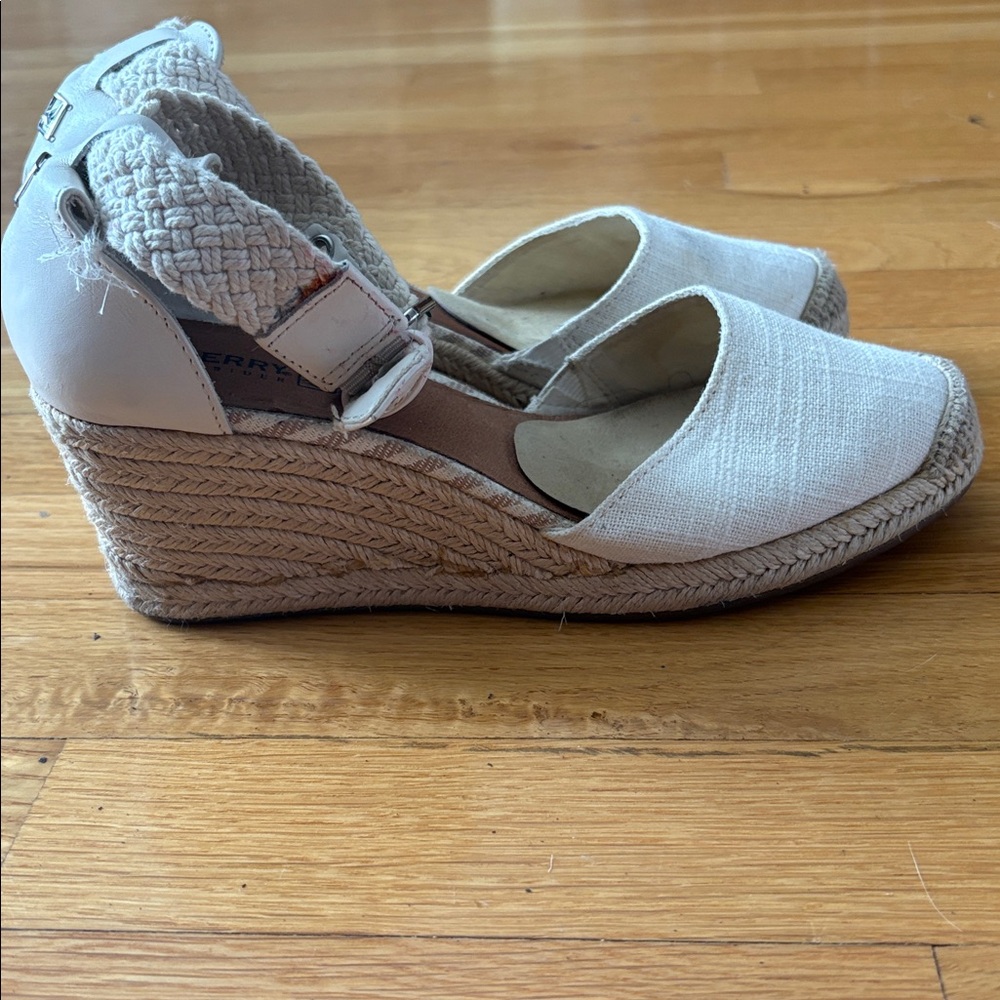 Sperry Cream Espadrille Wedge Sandals